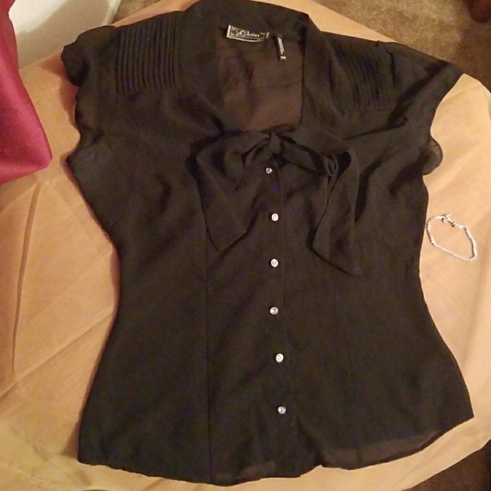 Guess M blouse with rhinestone buttons