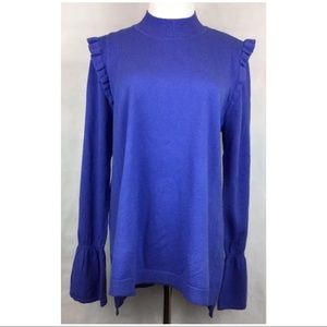 Elle ruffle sweater periwinkle large bell sleeves