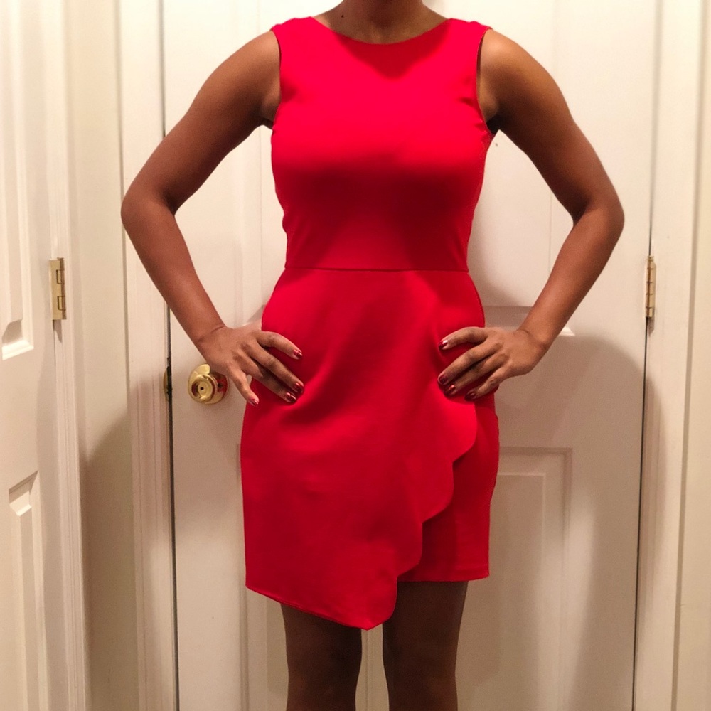 Love Ady Scalloped Skirt Ponte Sheath Dress NWT
