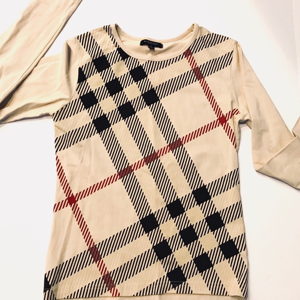 Burberry Big Check Crew Neck T Shirt long sleeve