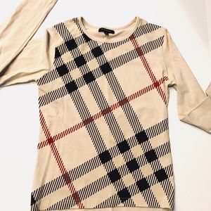 Burberry Big Check Crew Neck T Shirt long sleeve