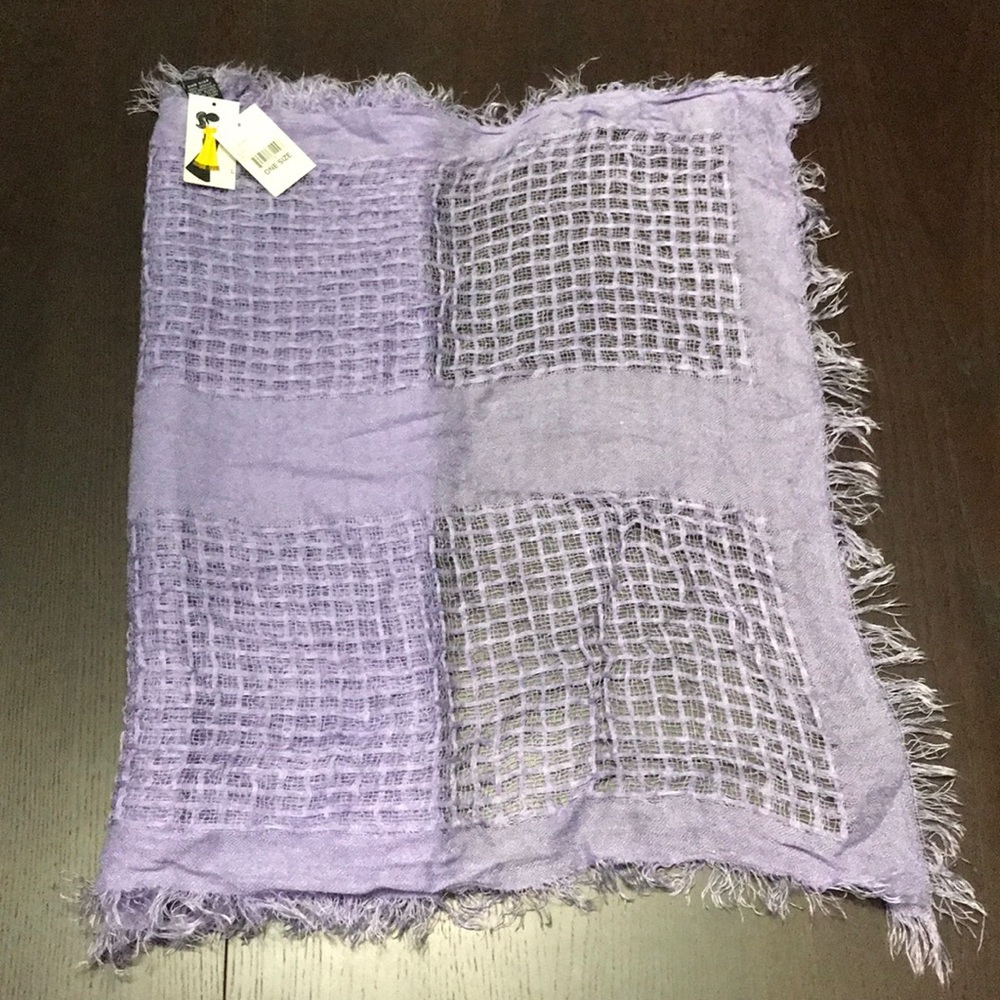 Purple Grid Scarf with Fringe - NWT
