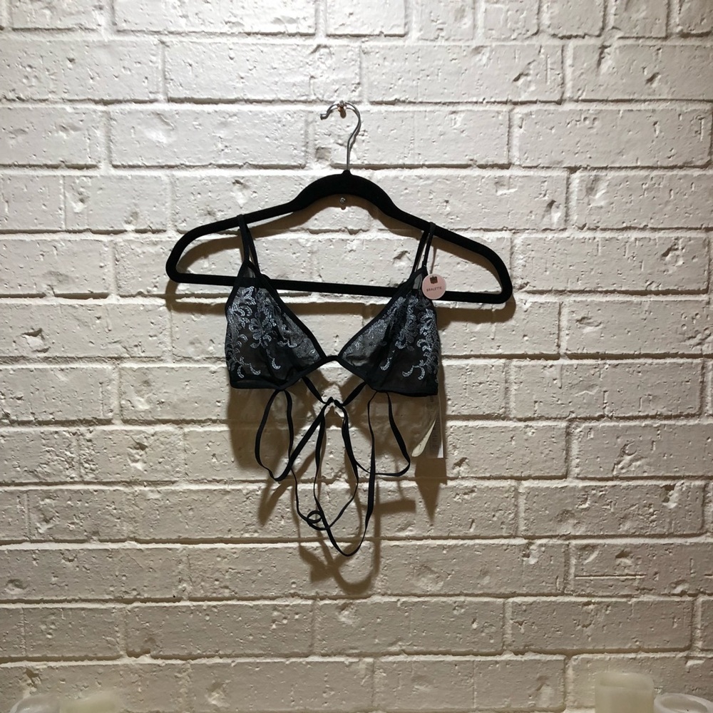 NWT Embroidered Mesh Bralette and Matching Panty