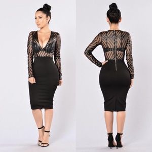 Fashion Nova Ahead of the Curves Midi Parry Dress.