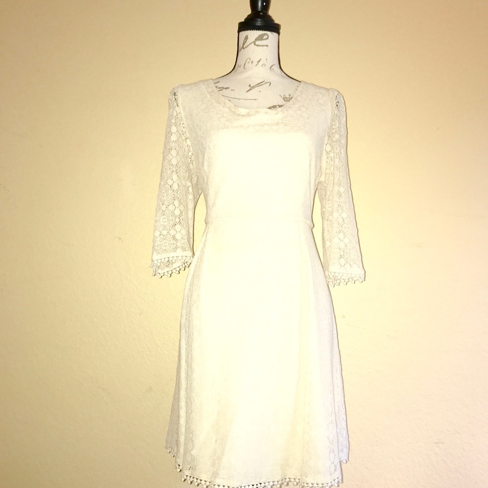 Cream Lace Overlay Dress