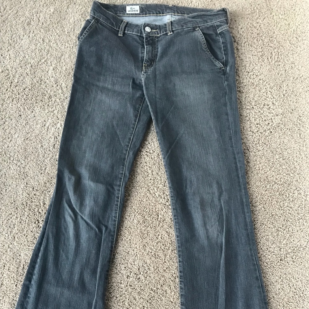 Lacoste dark charcoal grey/black wash denim jean.