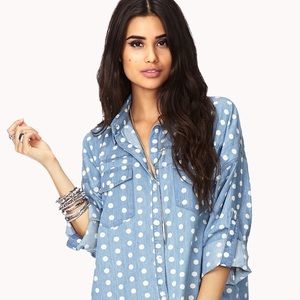 Forever Polka Dot Denim Shirt