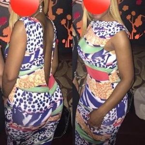 Multi color low cut back dress. Size M. Worn once.