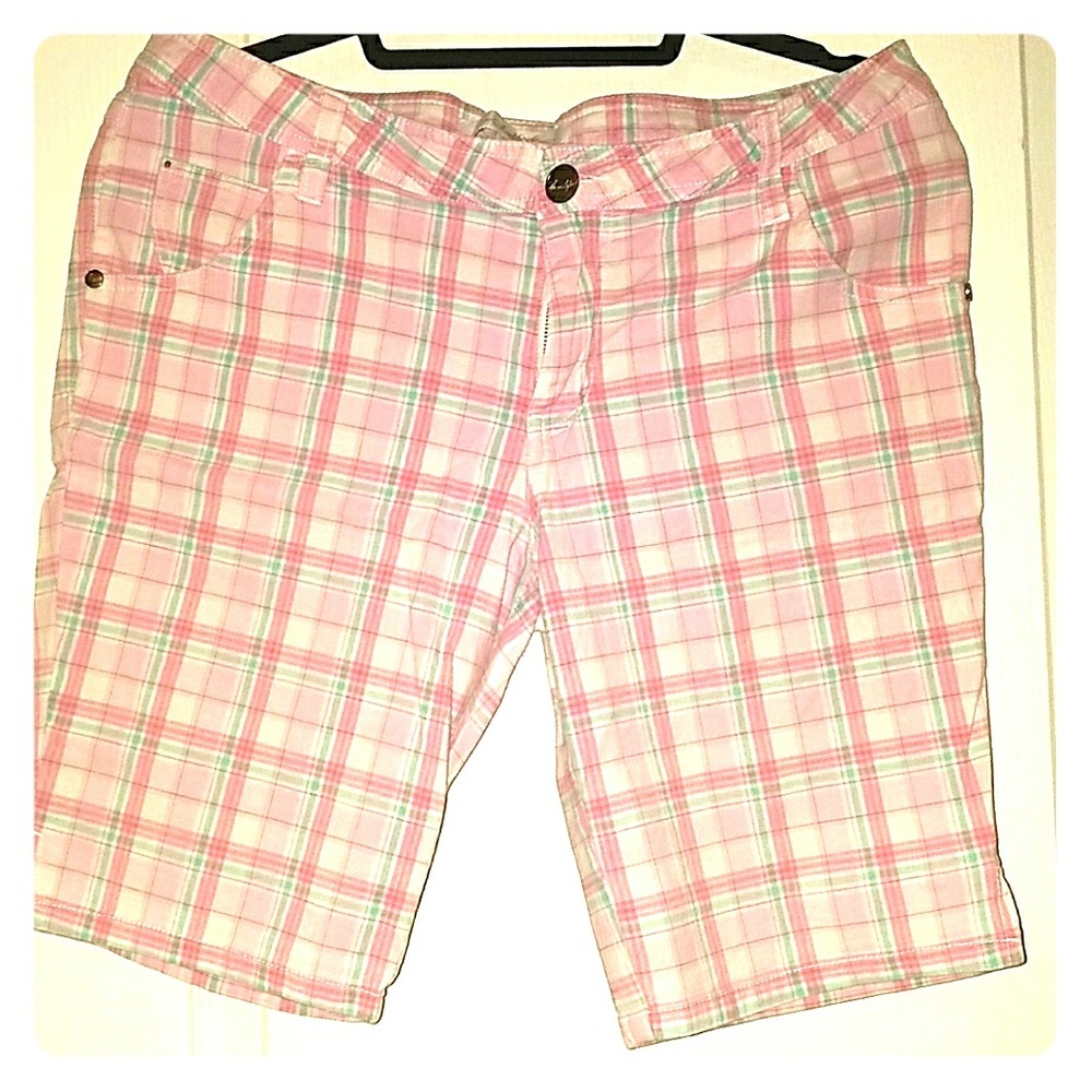 Pink Plaid Capri Pants