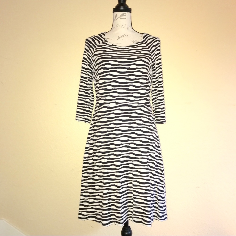 Black & White Patterned Fit & Flare Dress