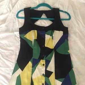Silk, Multi color dress, with a key hole back