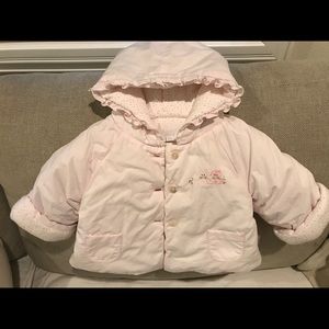 Jacadi baby girl puffer pink coat 3m EUC