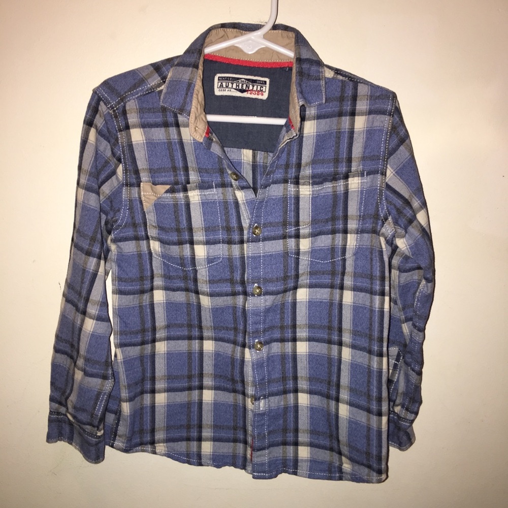 Boys chambray plaid shirt