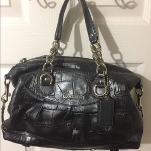 Coach Pewter Croc Print Tote/Shoulder Bag