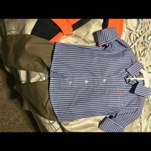 Khaki and stripped shirt set