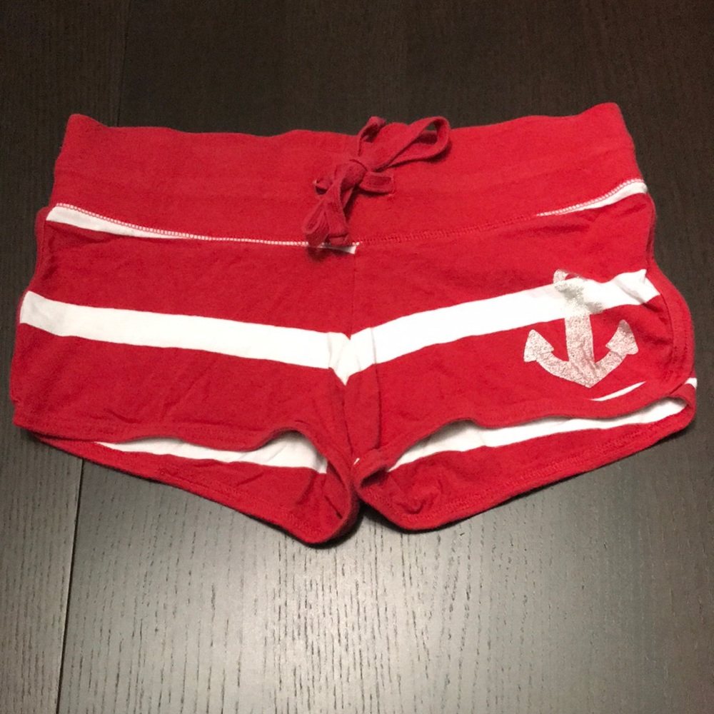 Red & White Striped Shorts with Anchor
