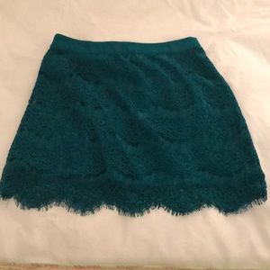 Forever 21 turquoise lace skirt, size Large