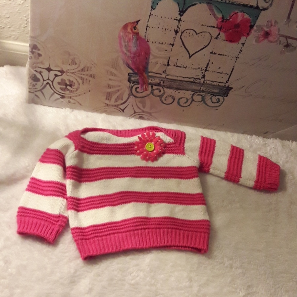 Children's Place pink and white sweater