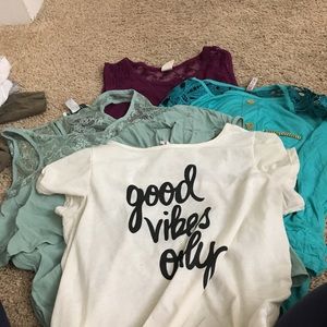 3 very pretty laced back shirts with a graphic tee