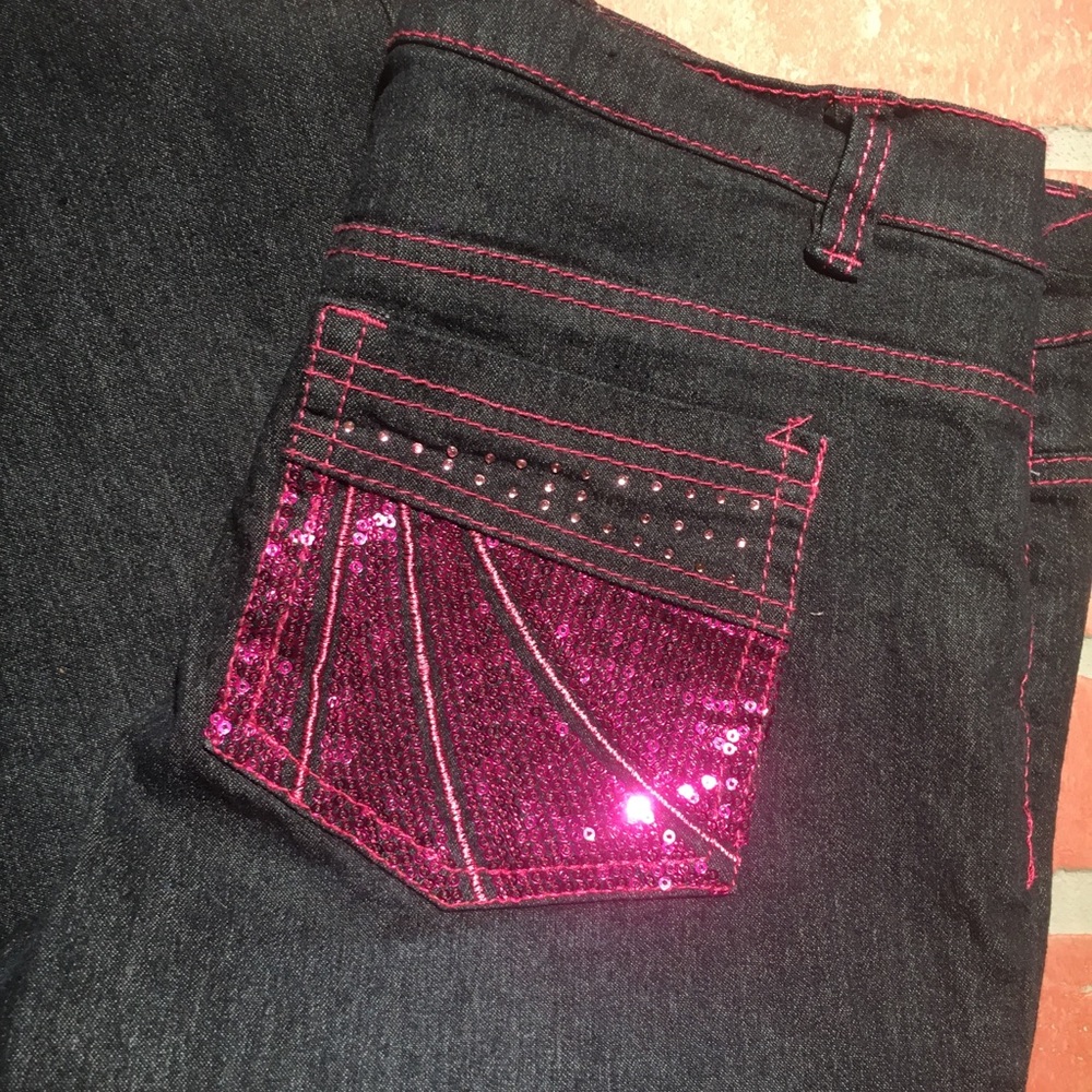 Very rare very unique size 3 pink and black jeans