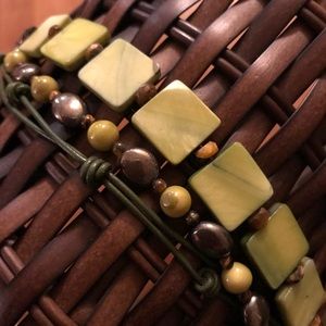 Silpada Silver and Green Mother-of-Pearl Bracelet