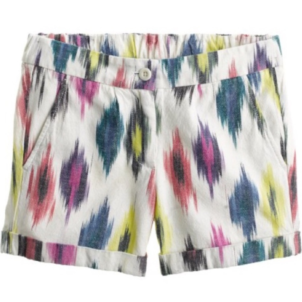 J. Crew Watercolor Ikat Shorts White & Pink