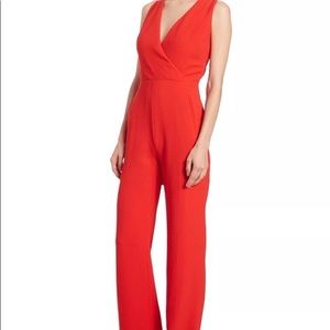 Tory Burch Red Pebbled Crepe Jumpsuit