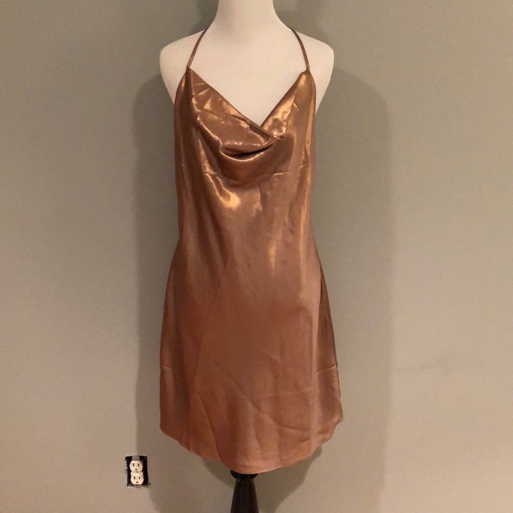 🆕 w Tags Miss Selfridge Metallic Cowl Neck Dress