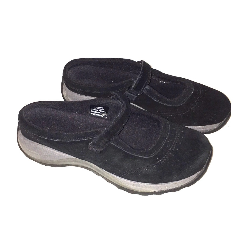 L.L. Bean black suede slide on Mary Jane shoes 8.5