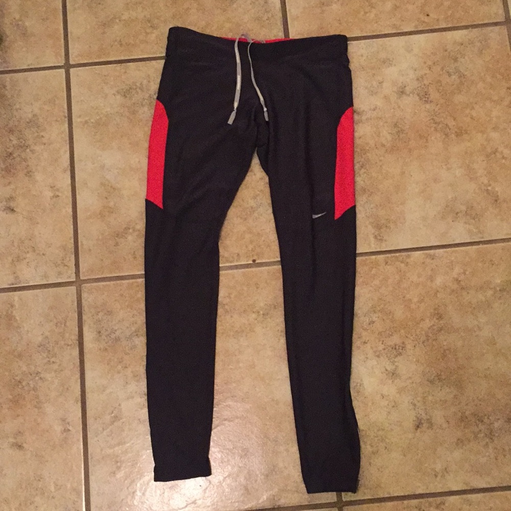 Nike Dark Gray and Red Women’s Running Leggings