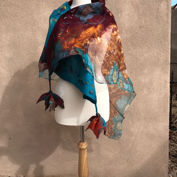 Nuno felting scarf  “Santa Fe Sunset” - Picture 1 of 5