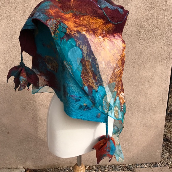 Nuno felting scarf  “Santa Fe Sunset” - Picture 2 of 5