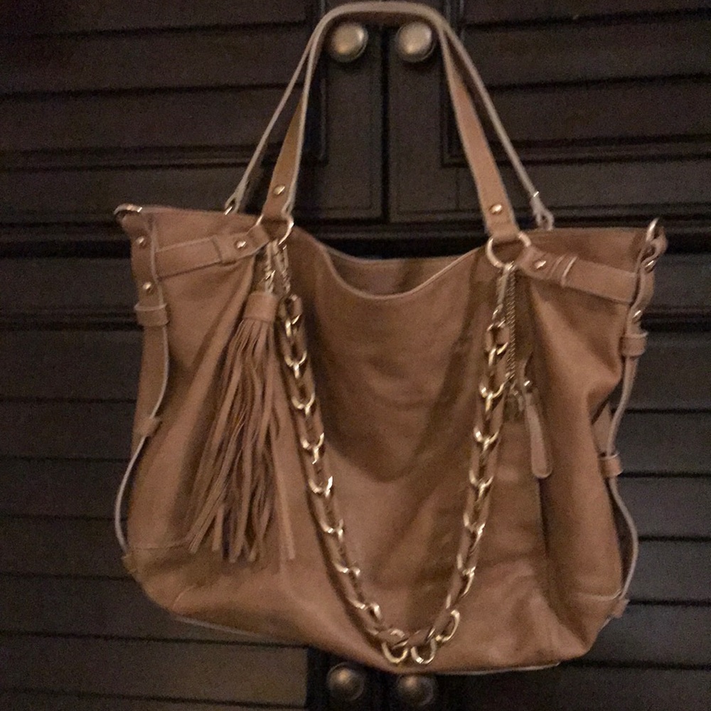Big Buddha - Nude purse with gold chain & accents