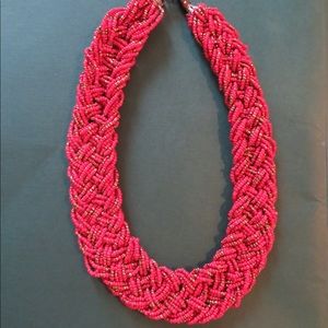 Bead braided red necklace