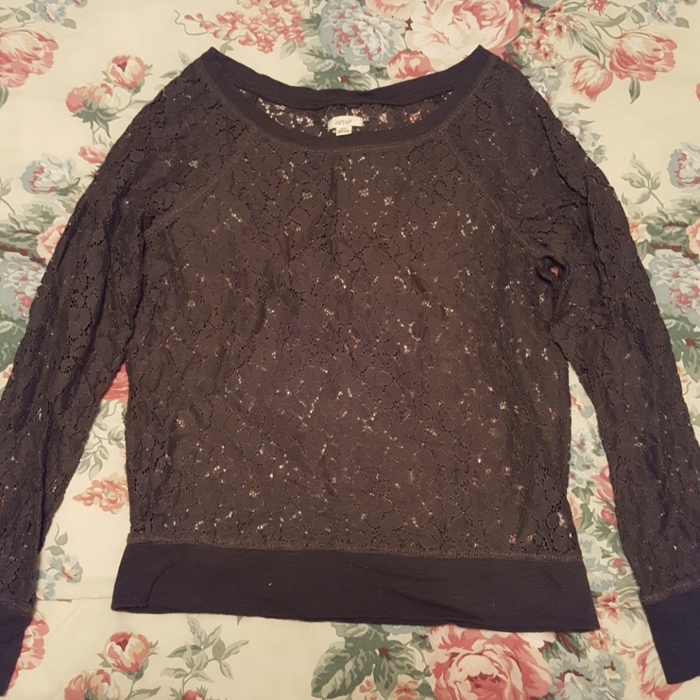 Gray Lace Top