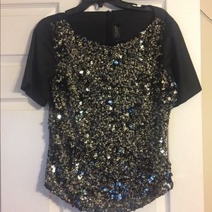 St.John Sequin Embellished Top Grey Granite Multi