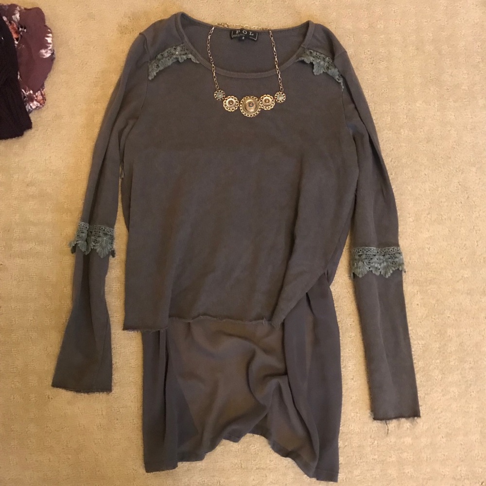 Flowy Grey Lace Sweater