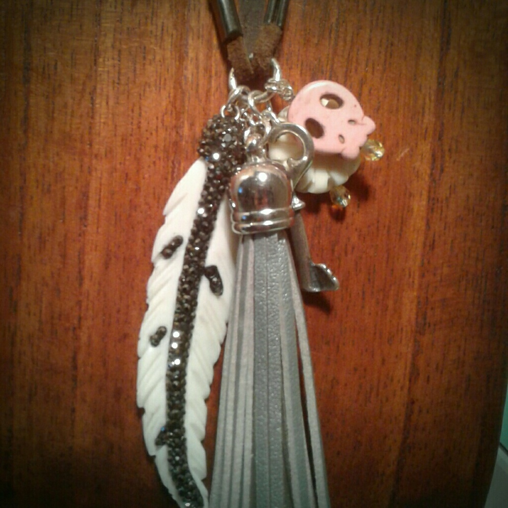 BOHO Leather Necklace w/ Sterling Silver & Stones