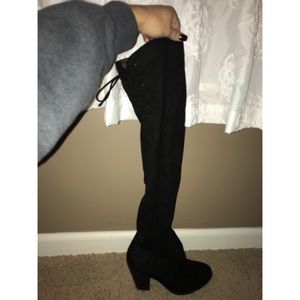 Black suede over the knee boots size 8