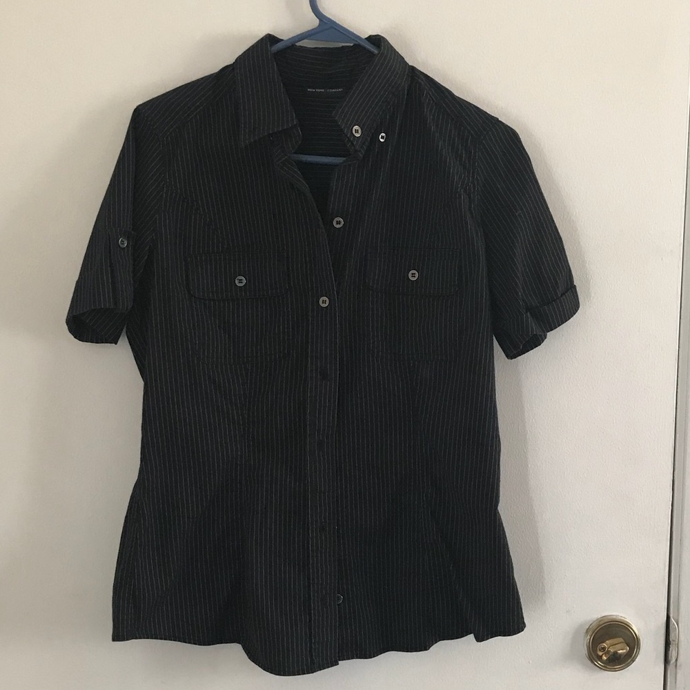 Black Pinstriped NY and Co Top.  Super Cute