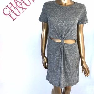 Trendy Gray Cut Out Knot T-Shirt Dress sz Large