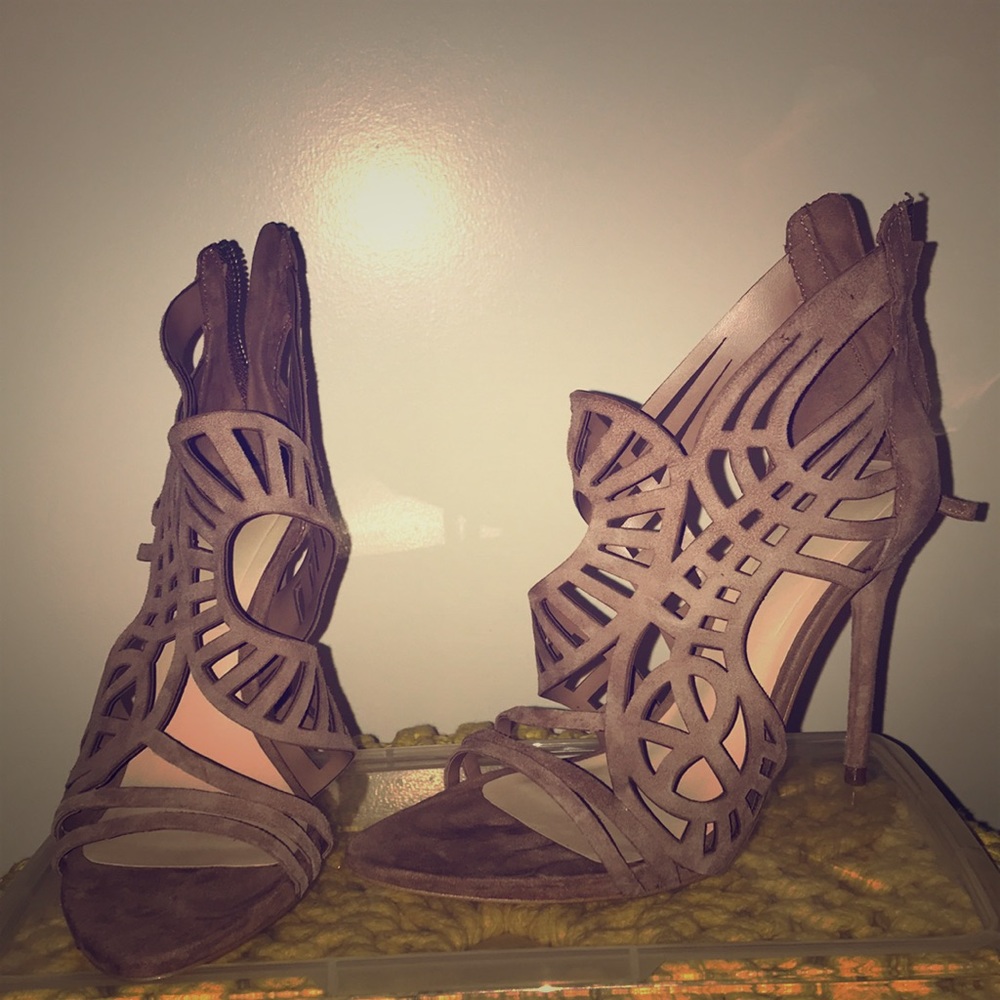 Zara Strappy Laser Cut Heels. Size 38. - Picture 1 of 7