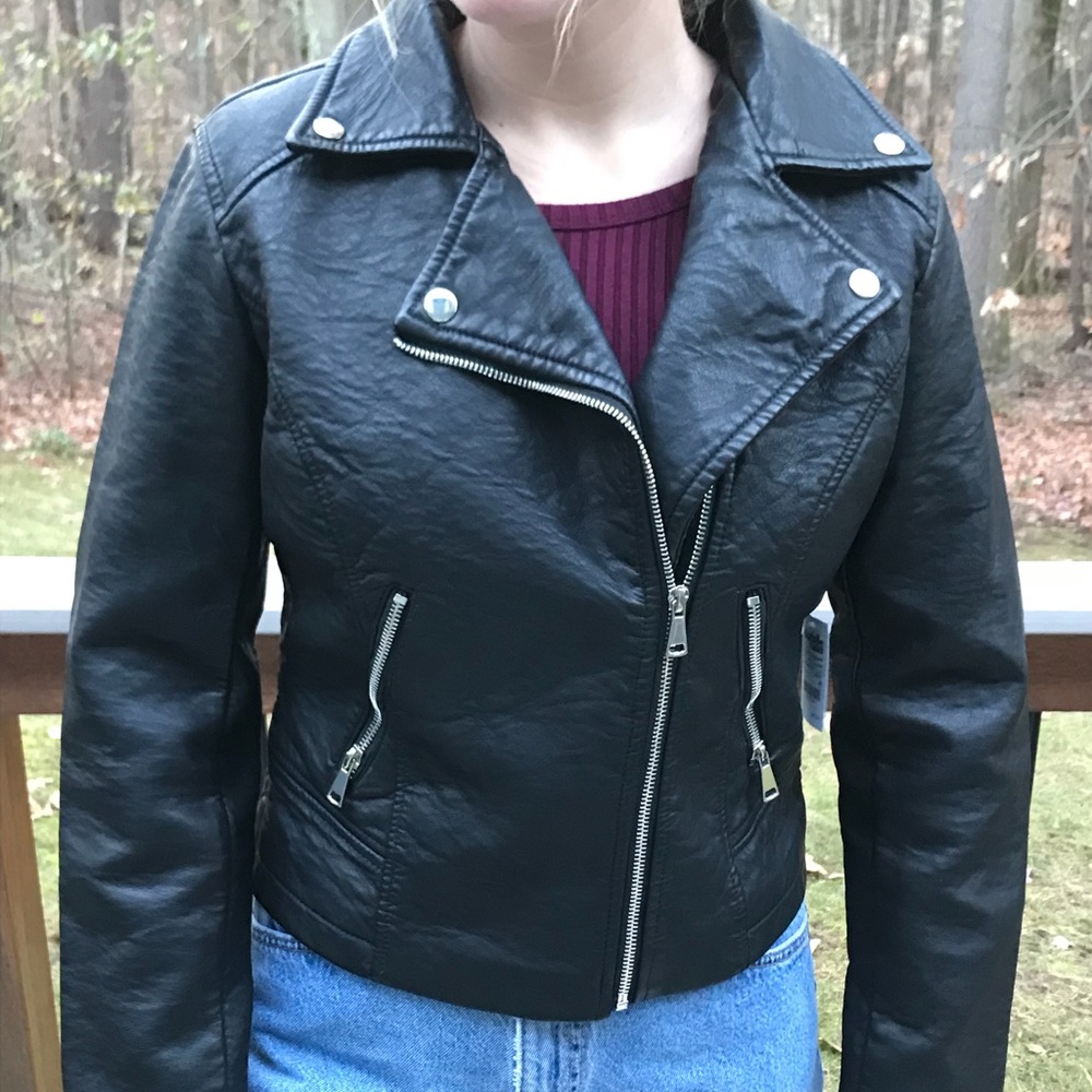 Faux leather moto jacket