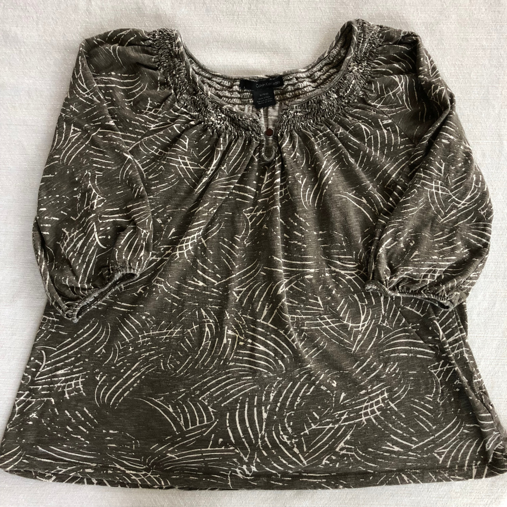 Calvin Klein Grayish Green Peasant Cut Top XL