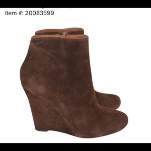 Sam Edelman brown suede wedge heel boots, size 8