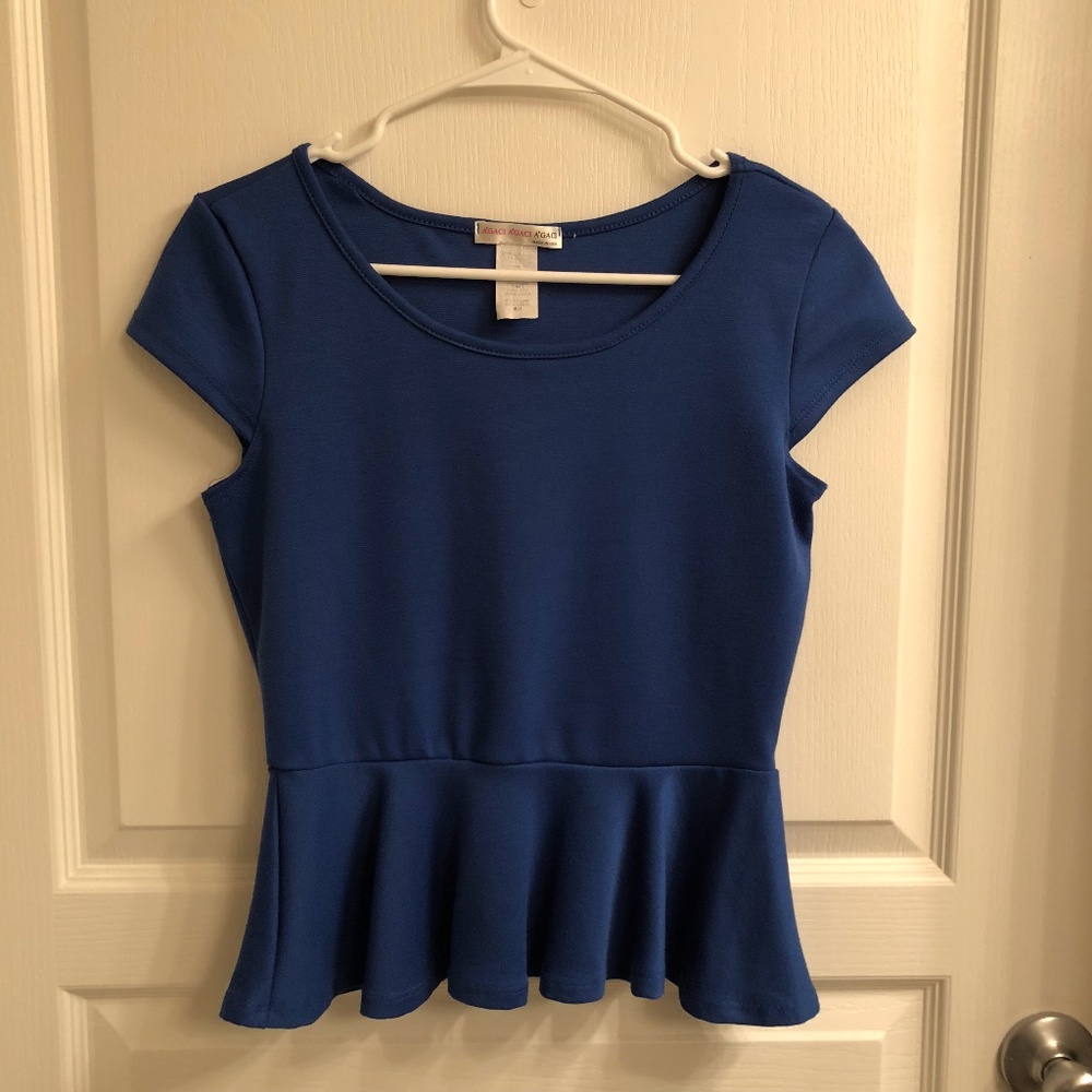 Blue peplum top