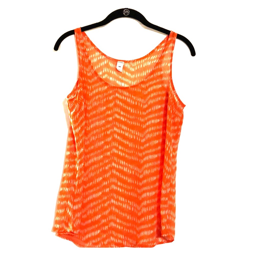 Small, sheer, orange tank
