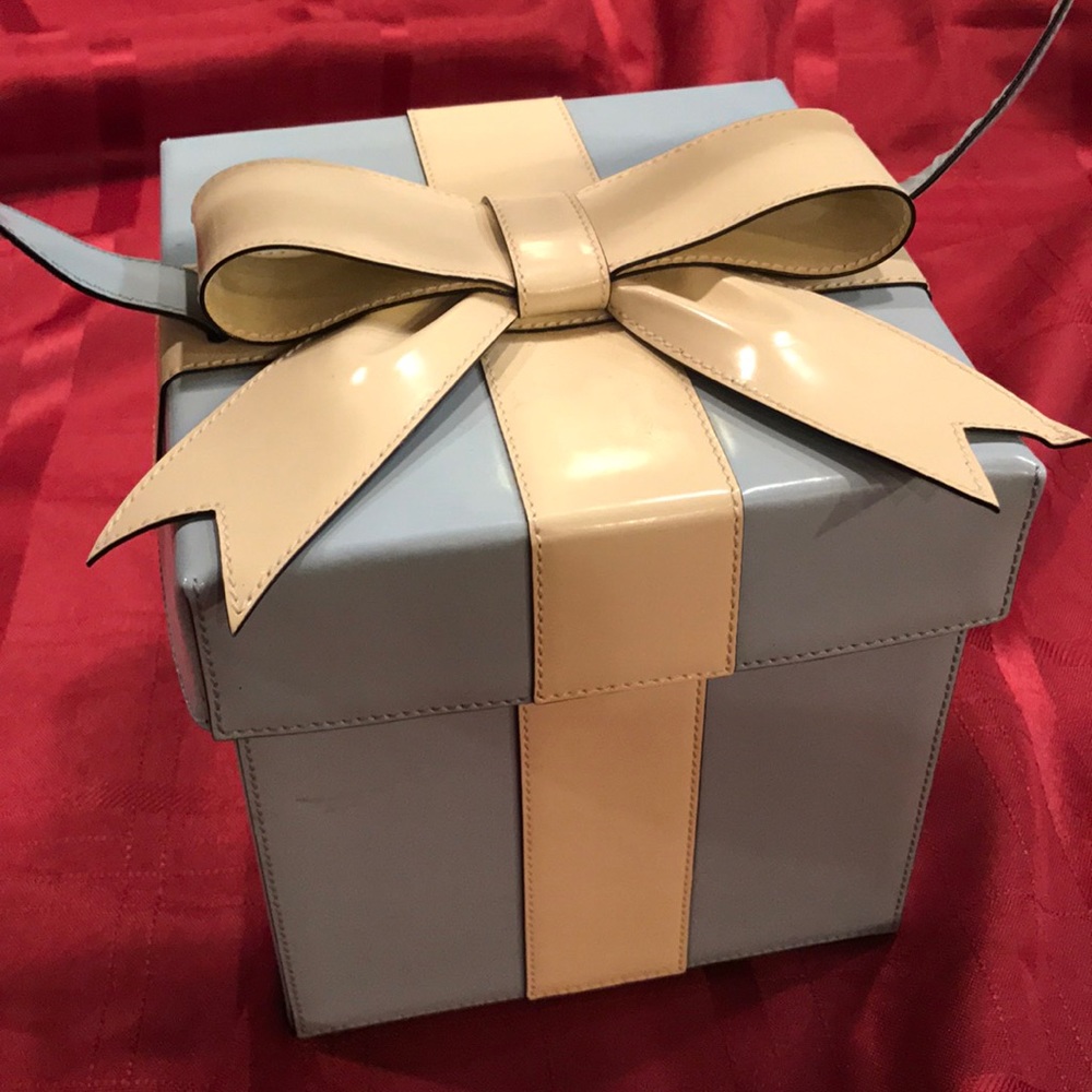 Moschino Present Handbag. Blue/cream