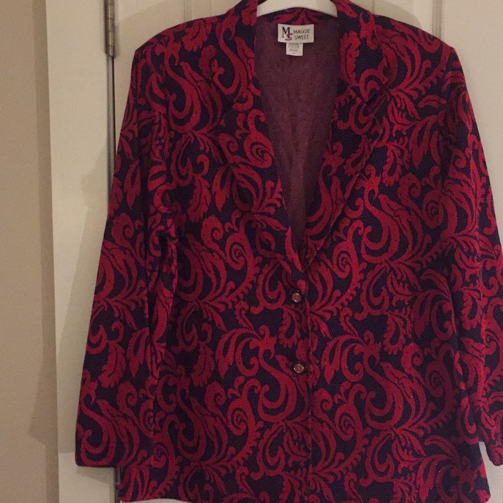 Red and Navy Blazer with Sparkle size 1X