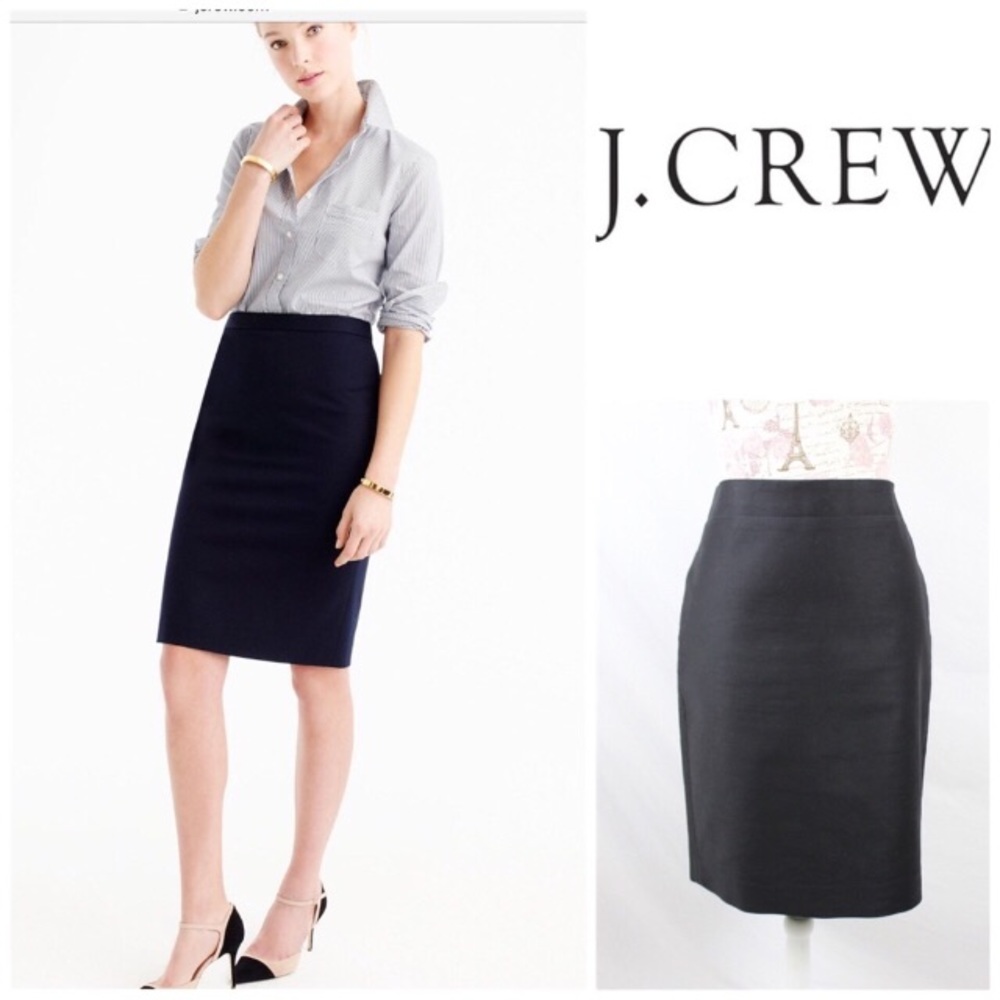 J. Crew No. 2 Pencil Skirt Wool Black Size 4
